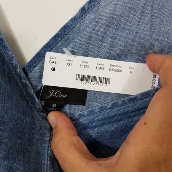 J. Crew Wrap Tie Chambray Jumpsuit Dalton Size 6 - Picture 7 of 7